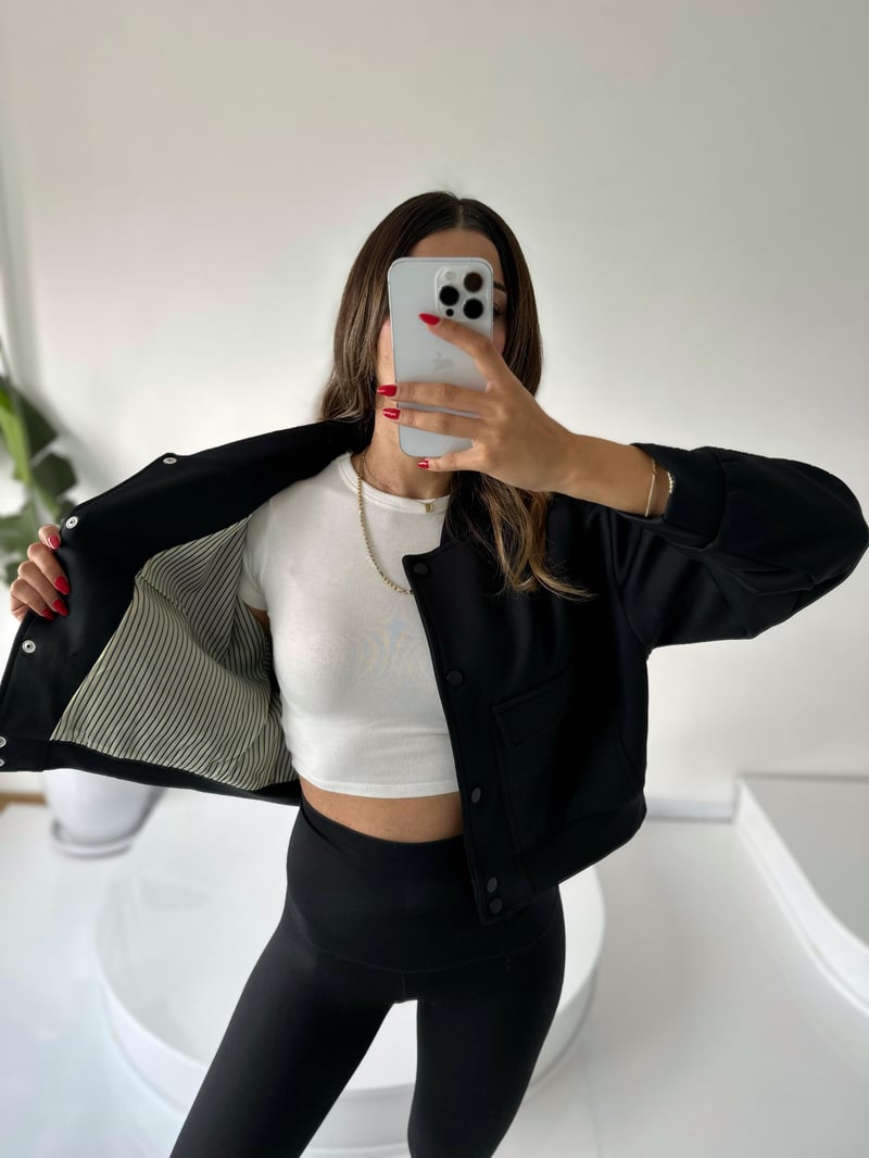 Premium Siyah Astarlı  Bomber Ceket