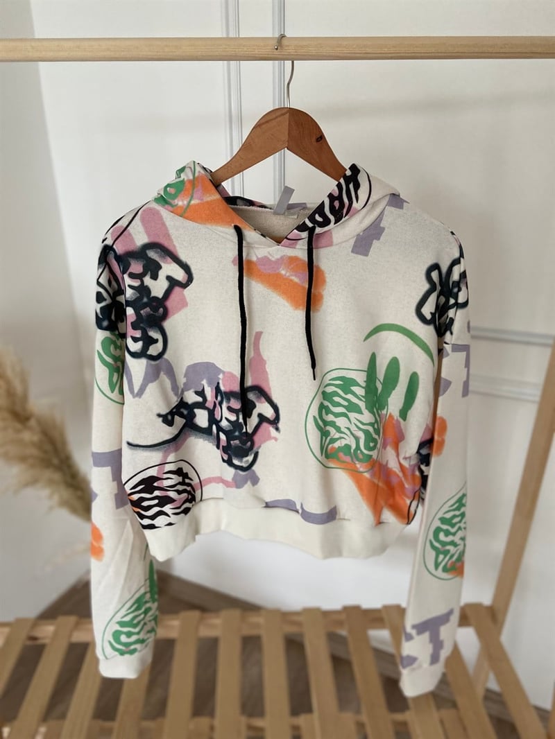 Renkli Kapüşonlu Sweat