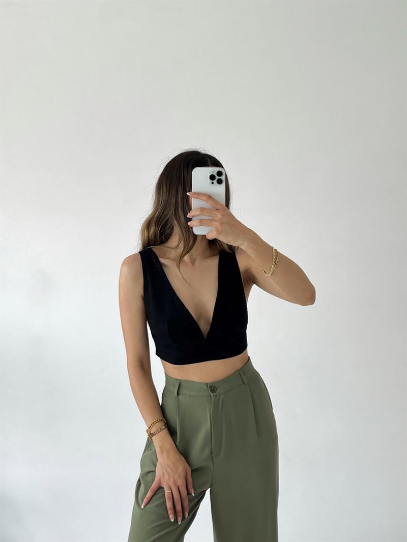 Siyah Denim Top