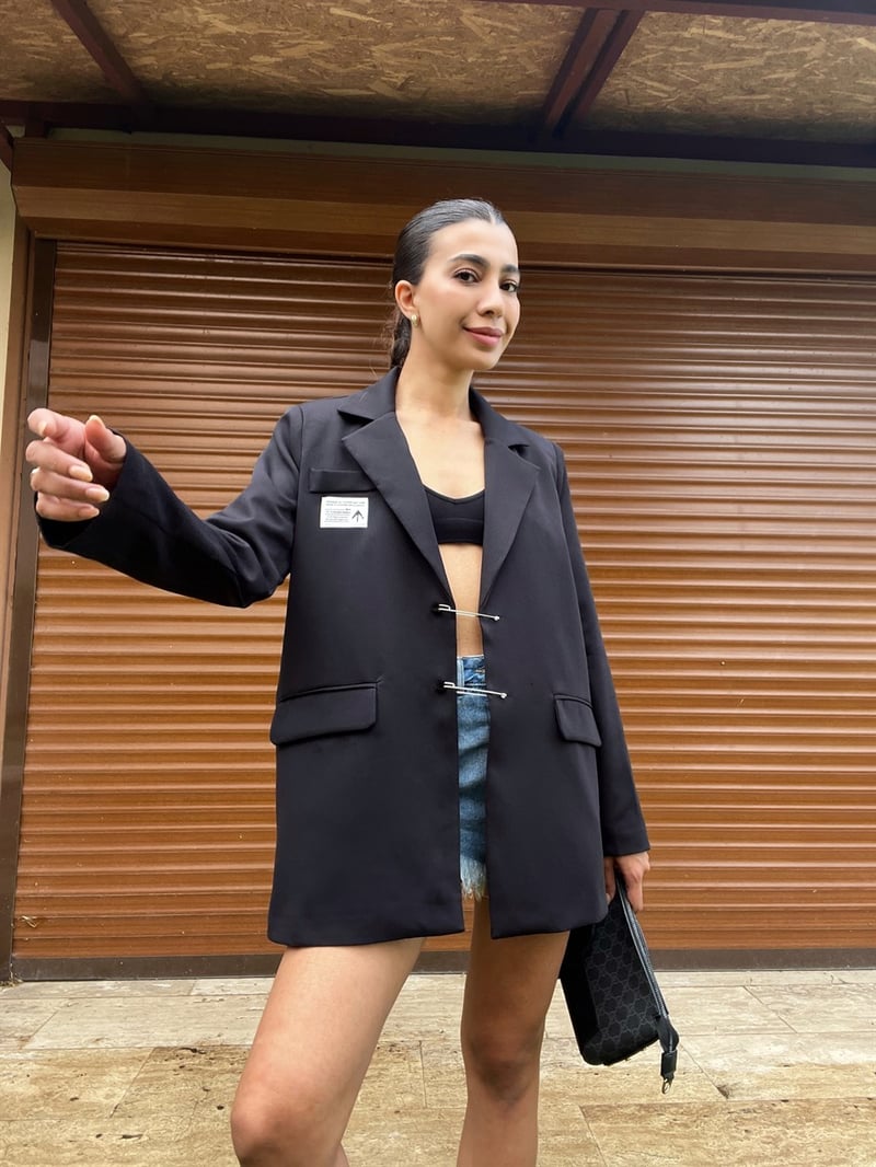 Siyah Oversize Premium Blazer Ceket 