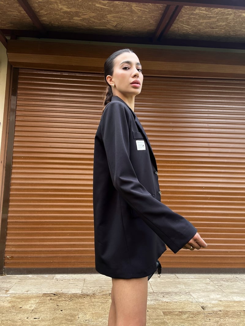 Siyah Oversize Premium Blazer Ceket 