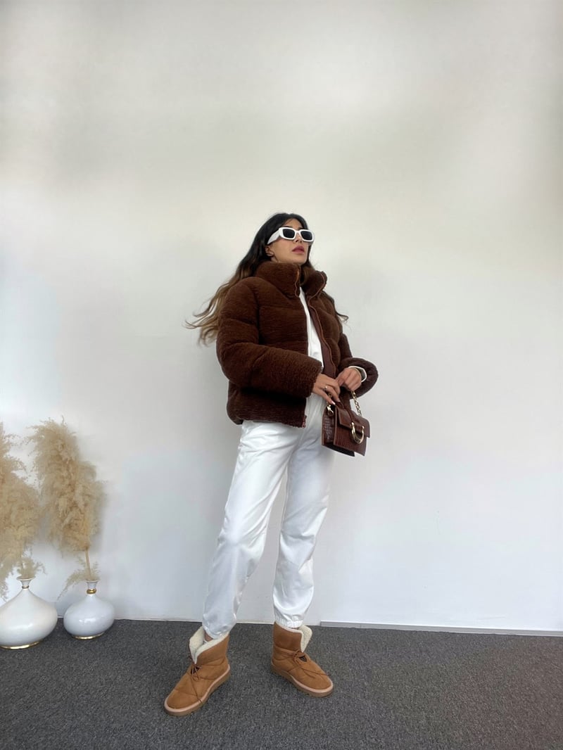 Teddy Acı Kahve Peluş Mont