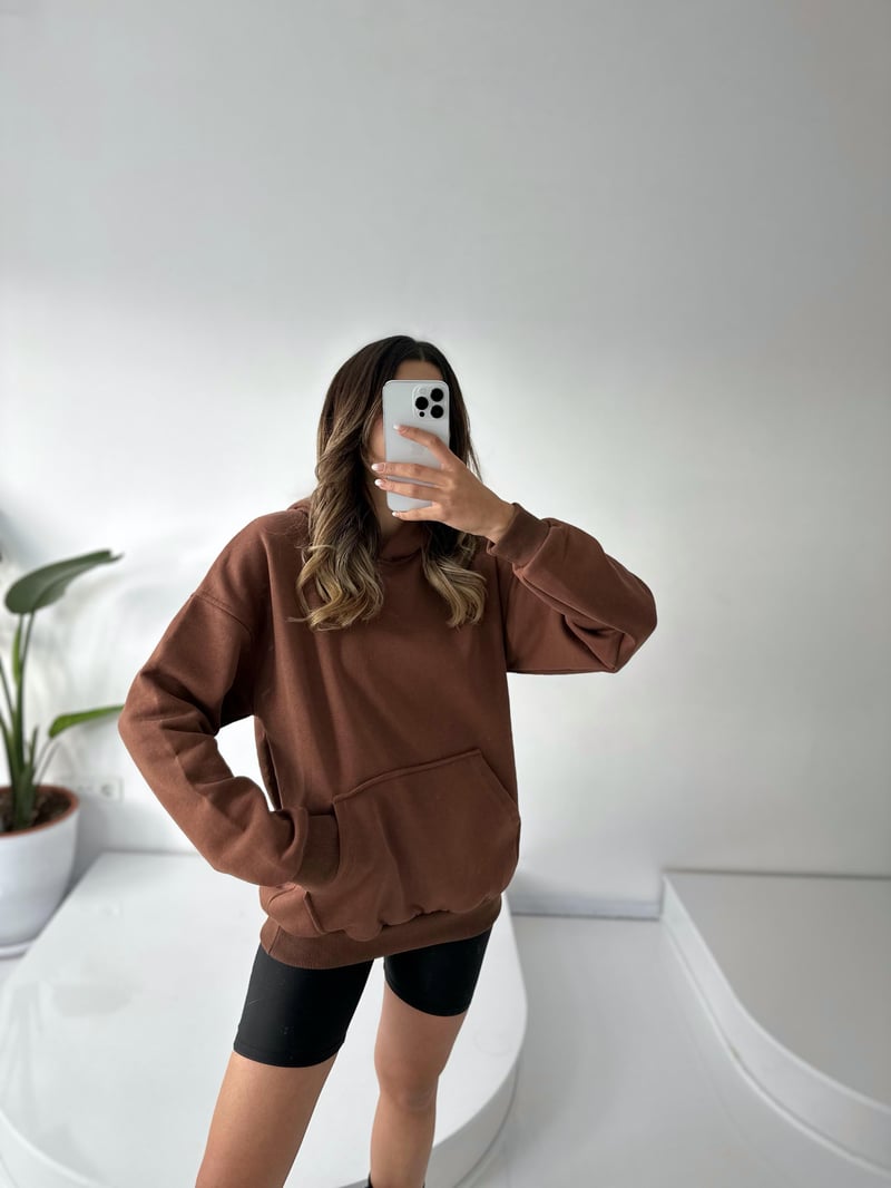 Visha Kahverengi Oversize Sweatshirt