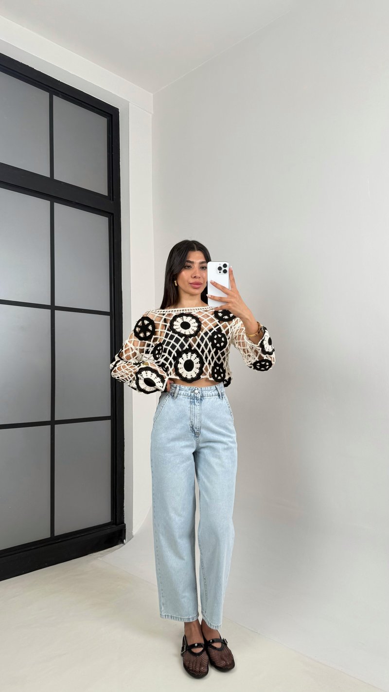 Buz Mavisi Yüksek Bel Mom Jean Gaus00549GausDENİM PANTOLONGU1002280