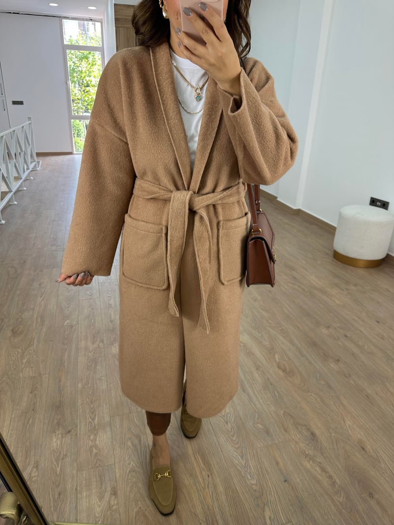 %100 Kaşe Yumoş Kaban-Camel
