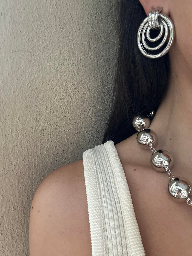 3 Sıralı Silver Halka Küpe
