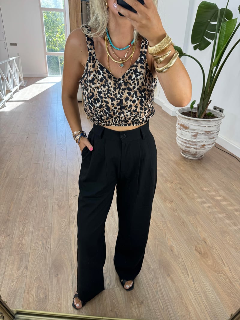 Askıları Lastikli Leopar Büstiyer 