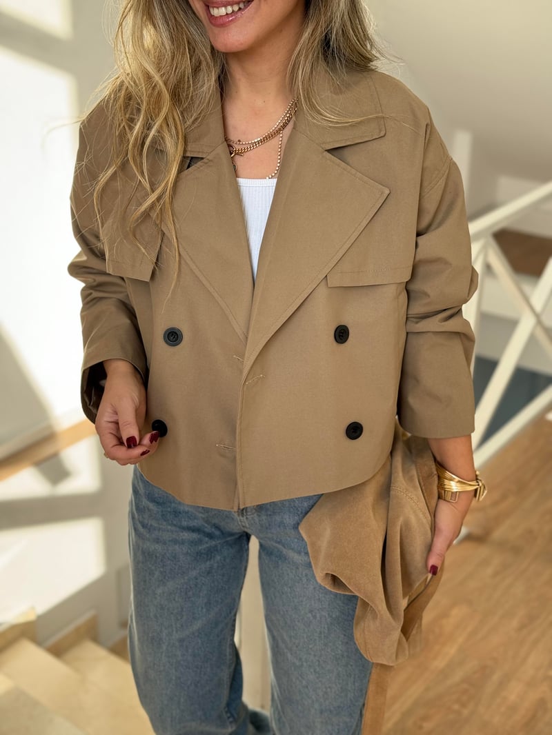 Astarlı Premium Kısa Trenç - Vizon