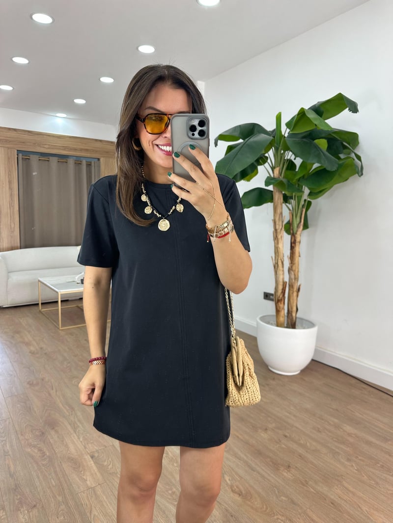 Basic Modal Mini Elbise - Siyah