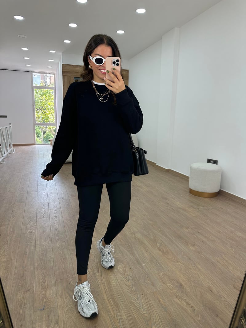 Basic Salaş Sweatshirt-Siyah