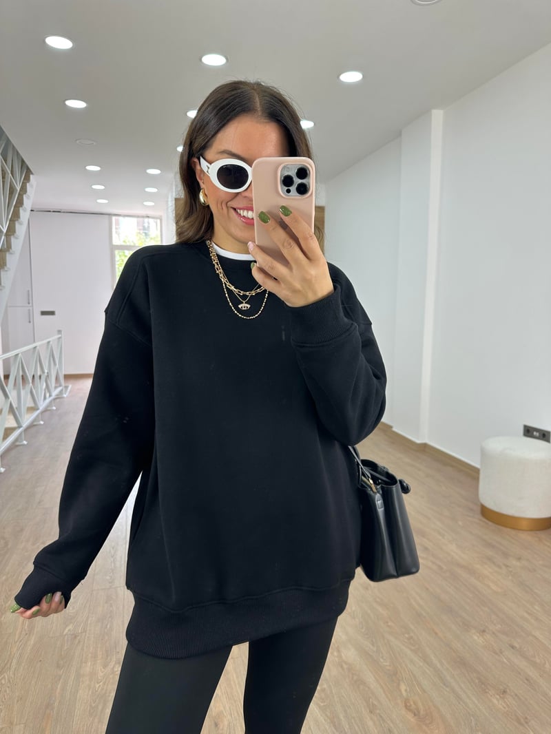 Basic Salaş Sweatshirt-Siyah