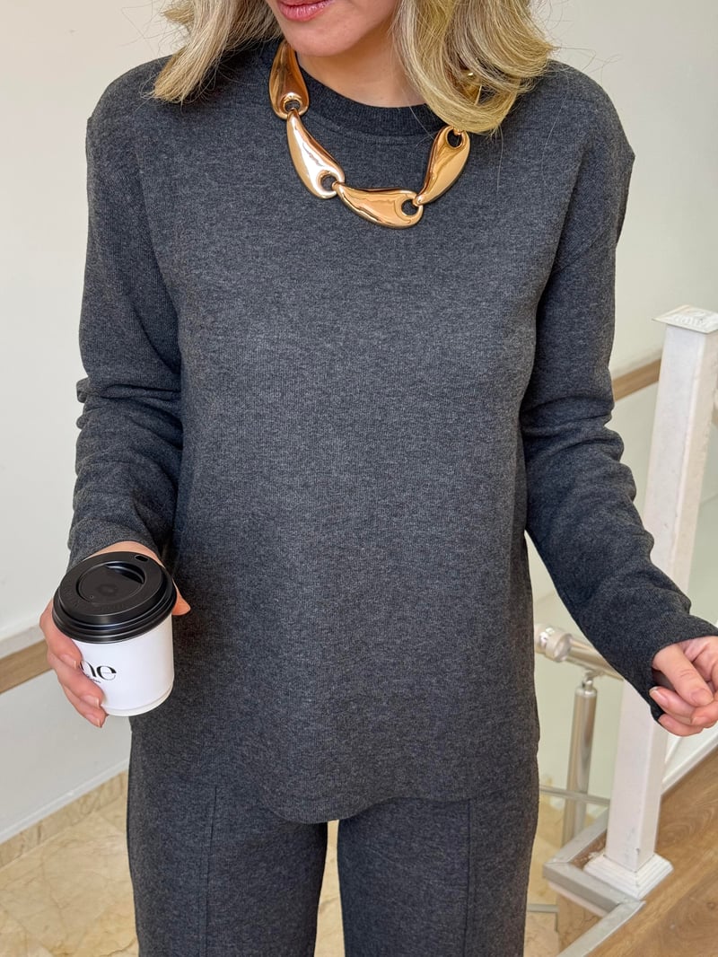 Basic Triko Alt Üst Takım - Antrasit 