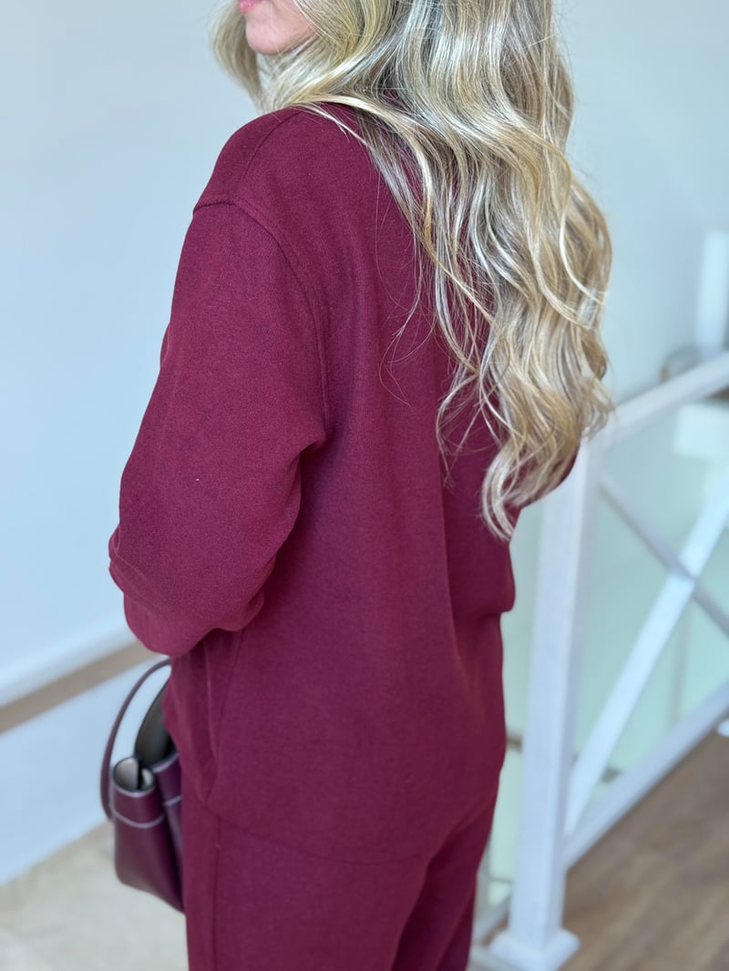 Basic Triko Alt Üst Takım - Bordo 