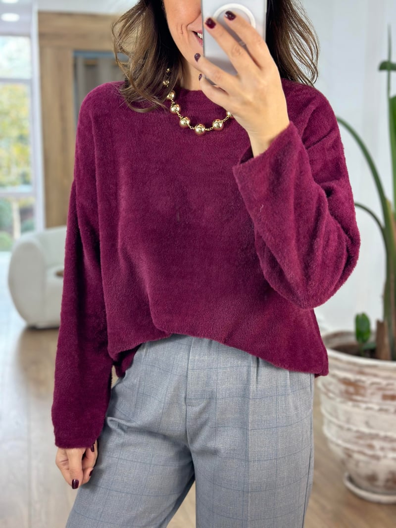 Basic Yumoş Kazak - Bordo