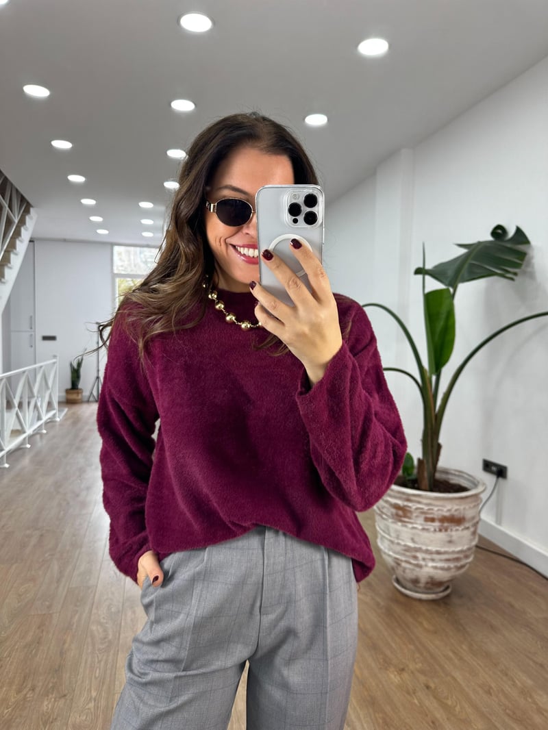 Basic Yumoş Kazak - Bordo