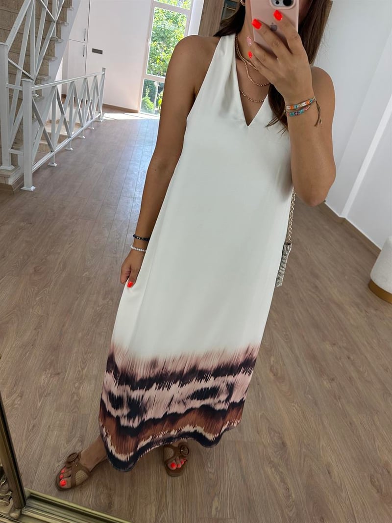Batik Kenarlı Halter Elbise