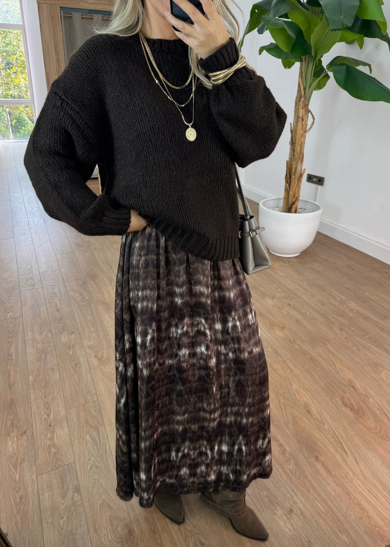 Beli Lastikli Batik Desenli Saten Etek 