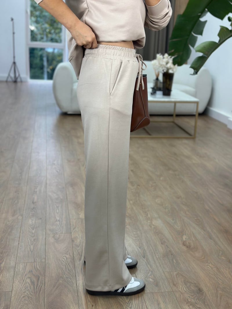 Bisiklet Yaka Basic Modal Eşofman Takım-Taş