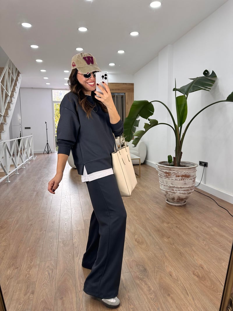 Bisiklet Yaka Basic Modal Eşofman Takım- Antrasit