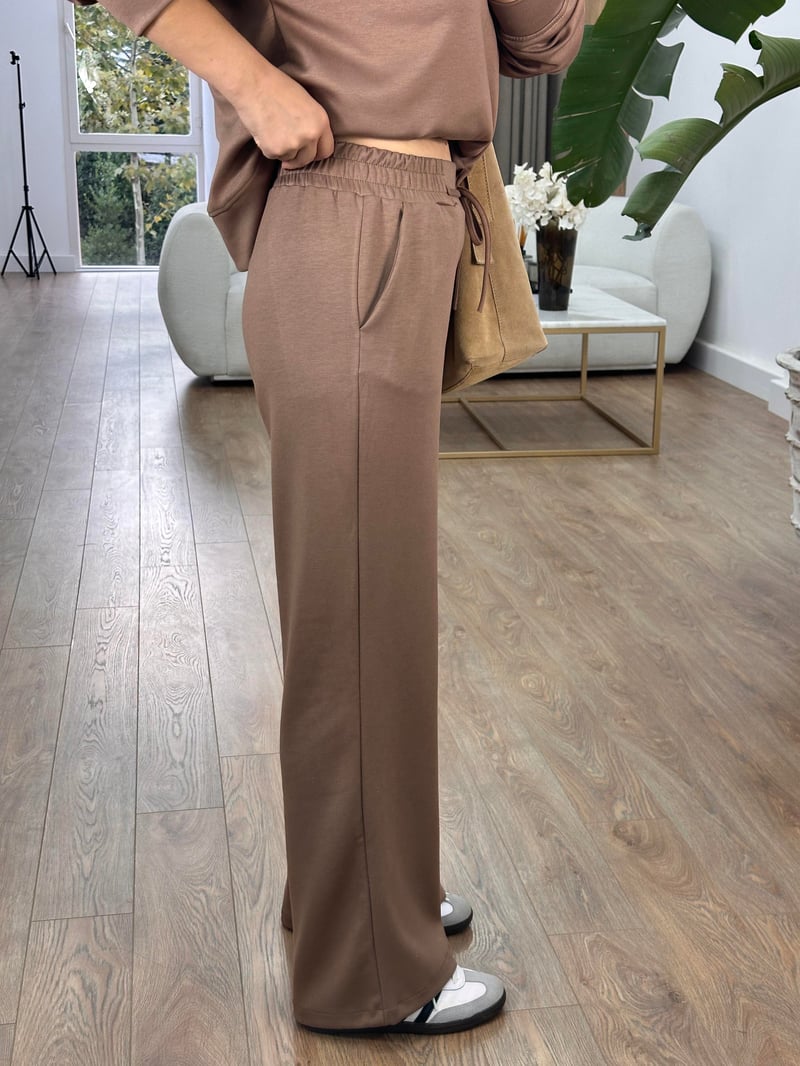 Bisiklet Yaka Basic Modal Eşofman Takım-Kahve