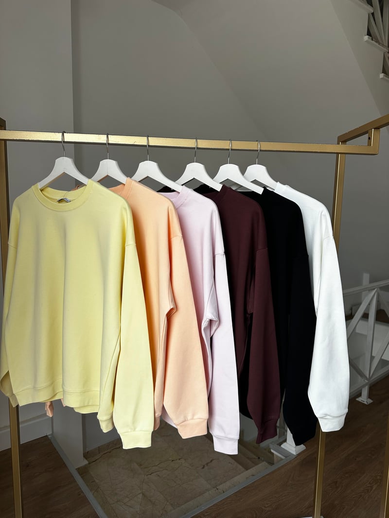 Bisiklet Yaka Pamuklu Basic Sweatshirt - Sarı