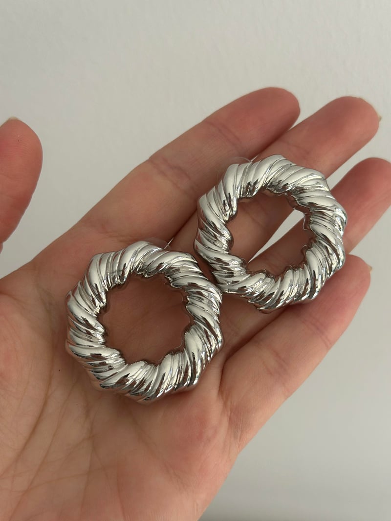 Burgu Model Yuvarlak Küpe Silver 3,5cm
