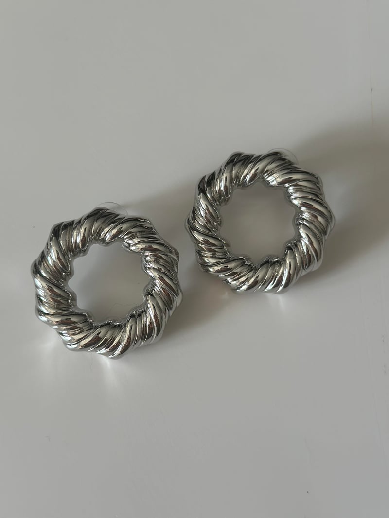 Burgu Model Yuvarlak Küpe Silver 3,5cm