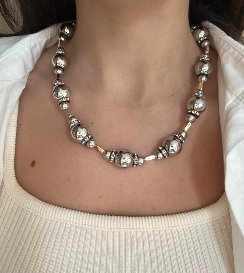 Büyüklü Küçüklü Top Detay Silver Kolye