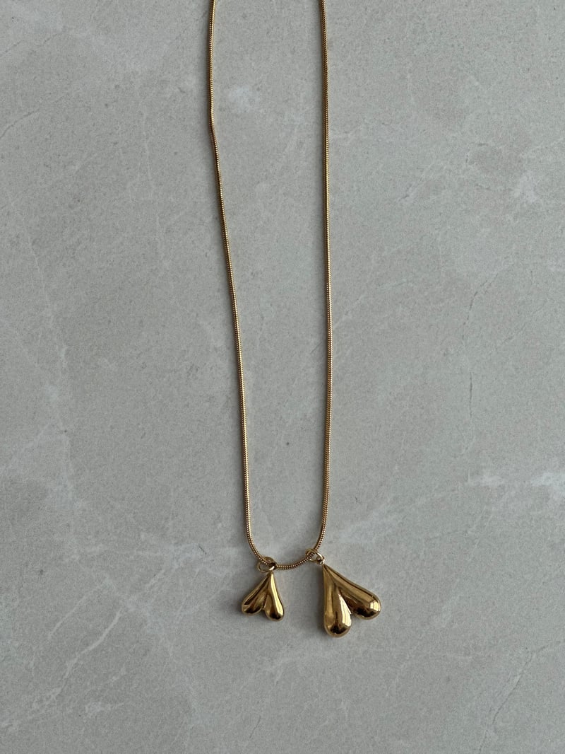 Çelik Gold Ters Kalp Tasarım Kolye 45 cm