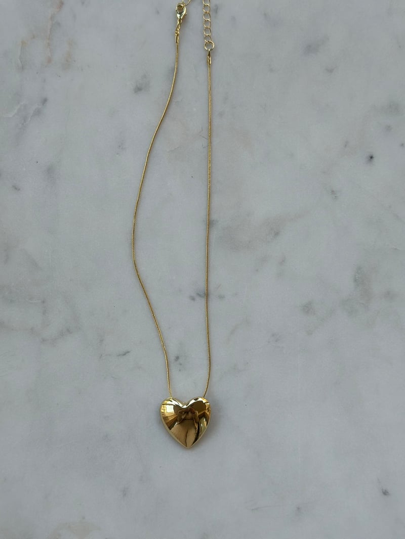 Çelik Kalp Tasarım Gold Kolye