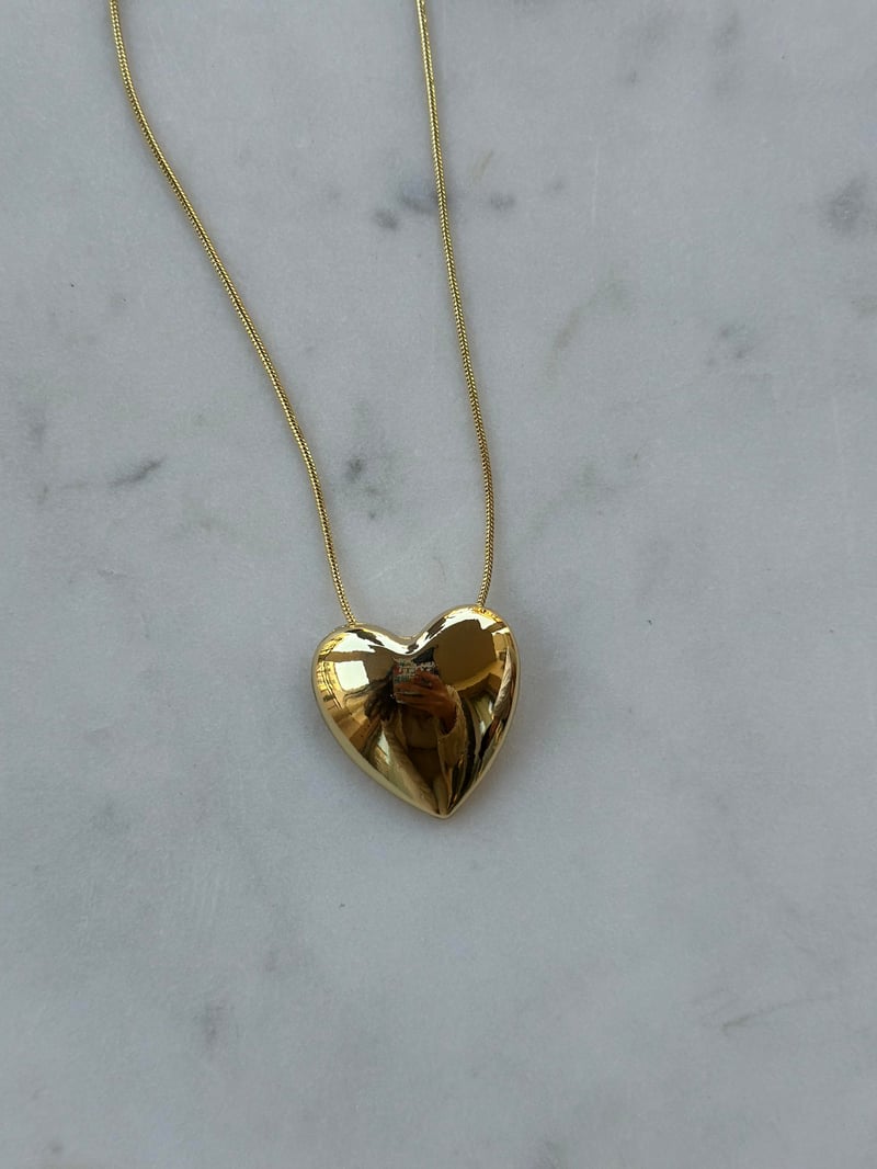 Çelik Kalp Tasarım Gold Kolye