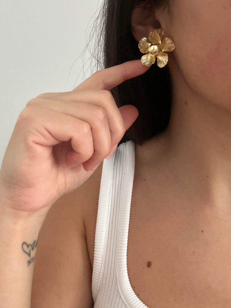 Çiçek Tasarım Gold Küpe 2,5 cm