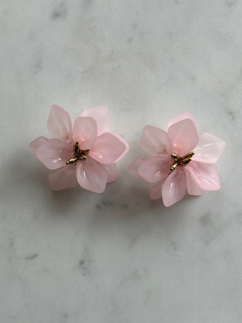 Çiçek Tasarım Pembe Küpe 6cm