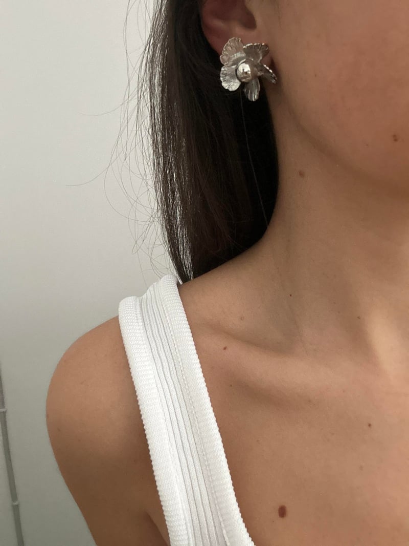 Çiçek Tasarım Silver Küpe 2,5 cm
