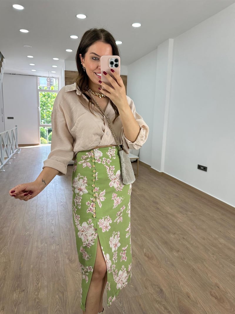 Çiçekli Keten Etek