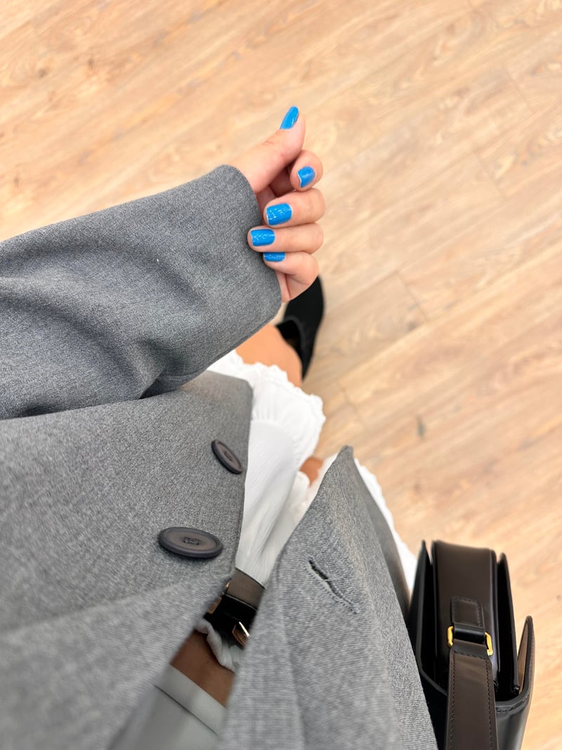 Çift Düğmeli Oversize Blazzer Ceket - Gri