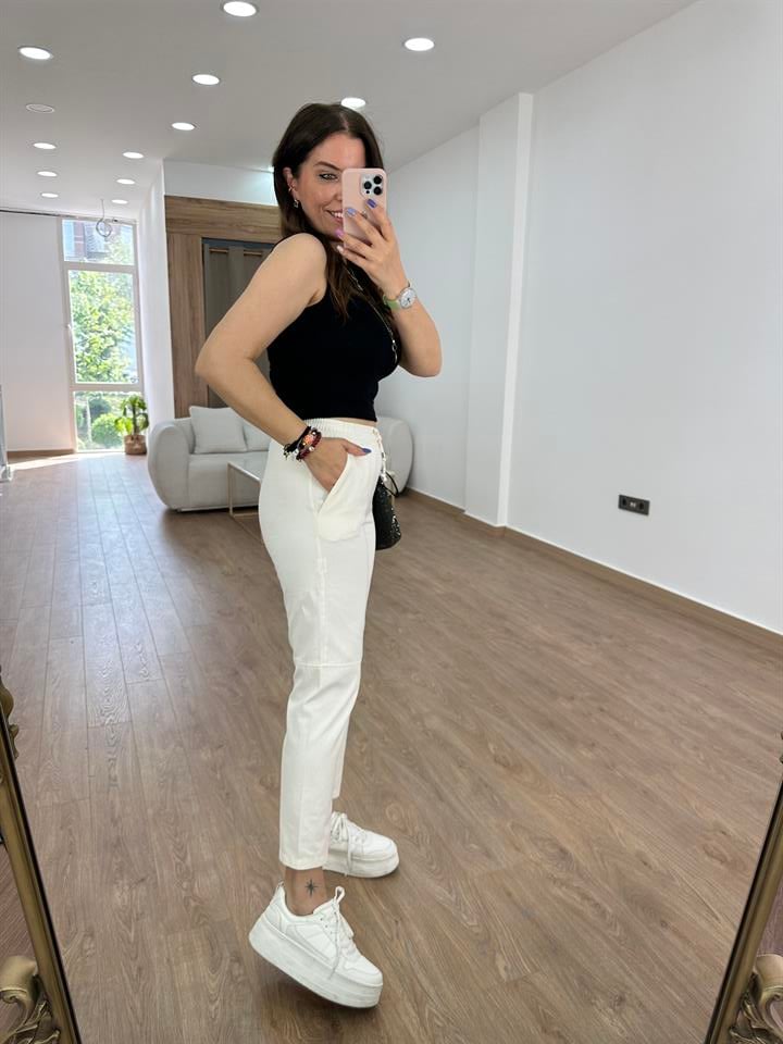 Çımalı Gabardin Pantolon-Taş