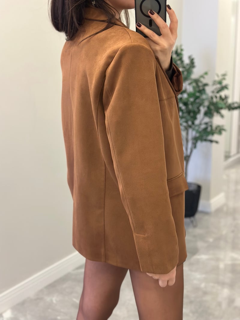 Dikişli Süet Ceket