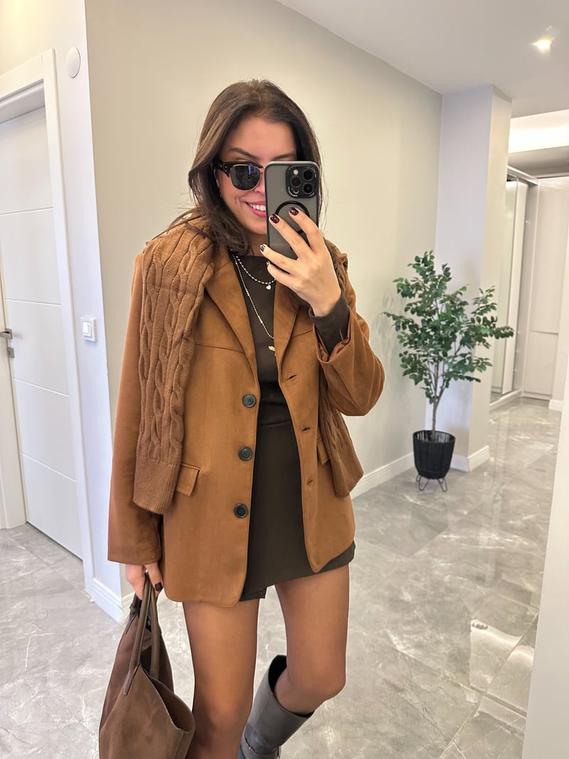 Dikişli Süet Ceket