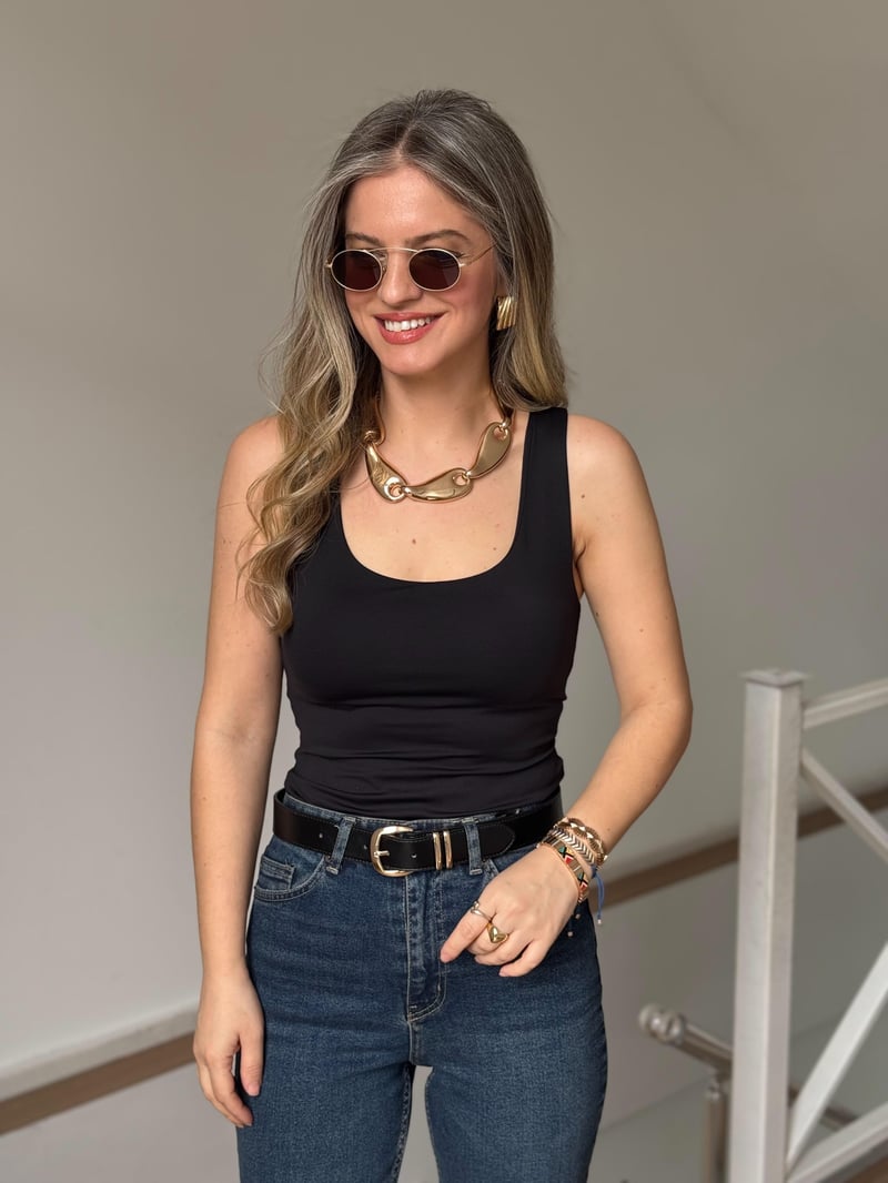 Dilvin Kalın Askılı Atlet - Siyah