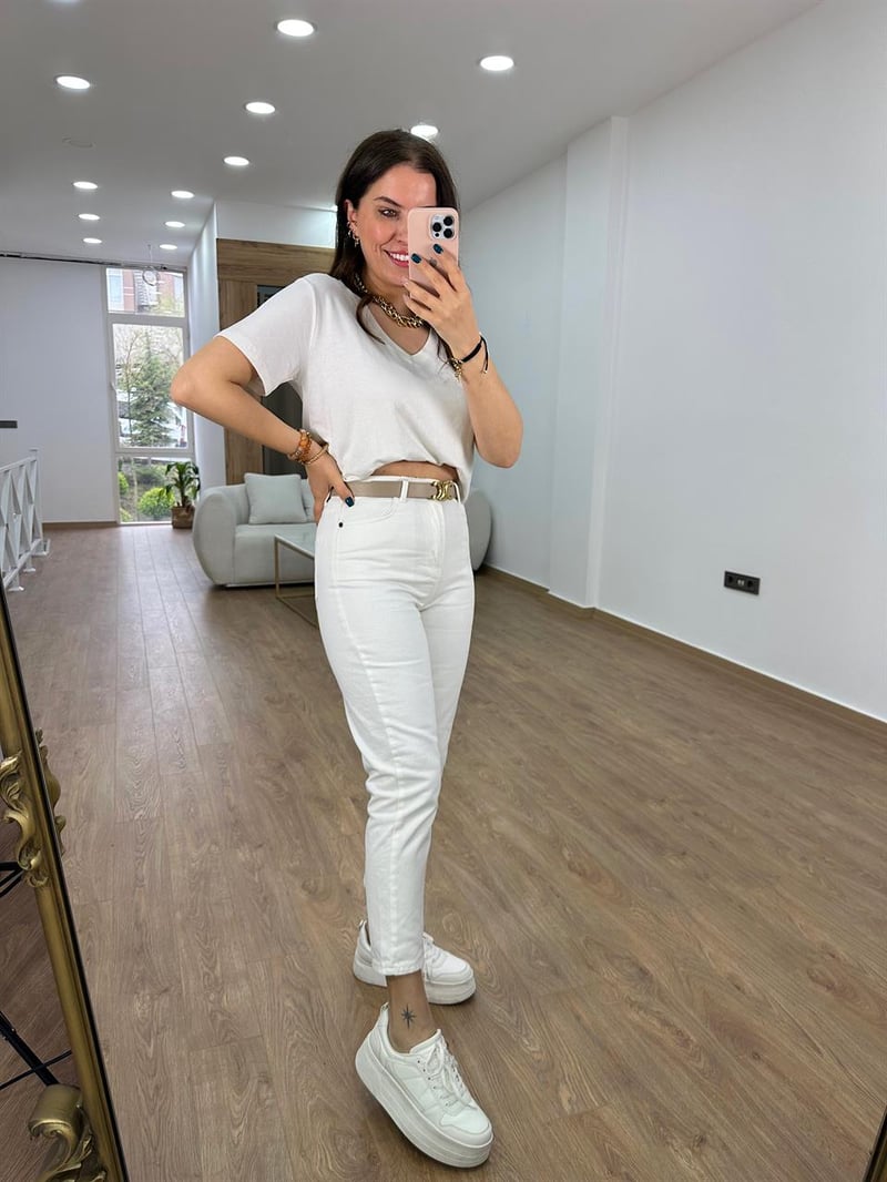 Ekru Mom Jean