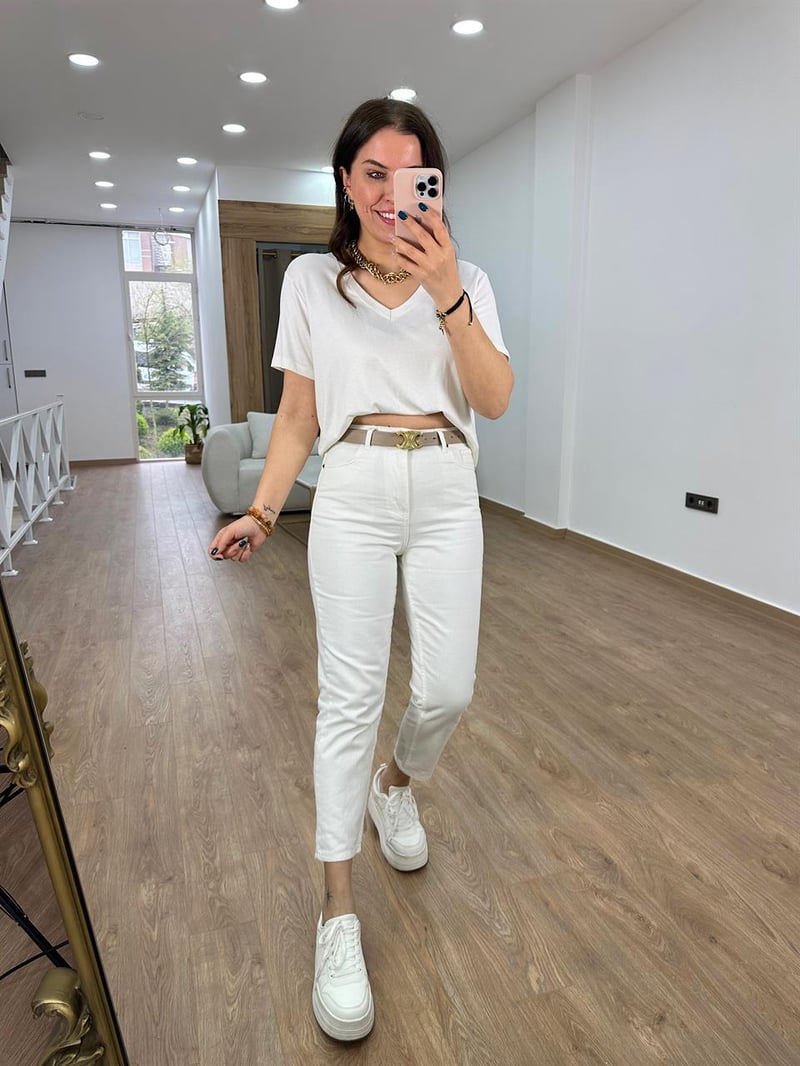 Ekru Mom Jean