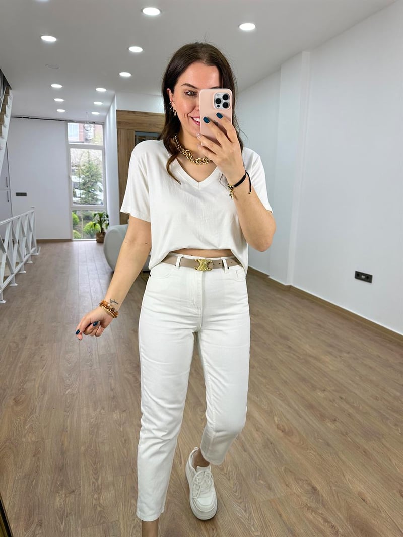 Ekru Mom Jean