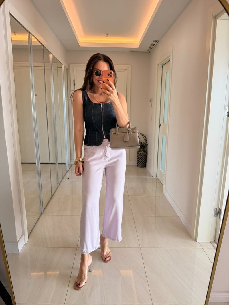 Premium Tensel Denim Pantolon -  Lila