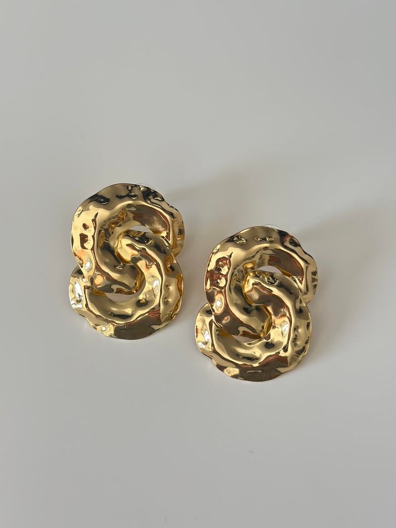 İç İçe Geçme Marka Model Gold Küpe 4cm