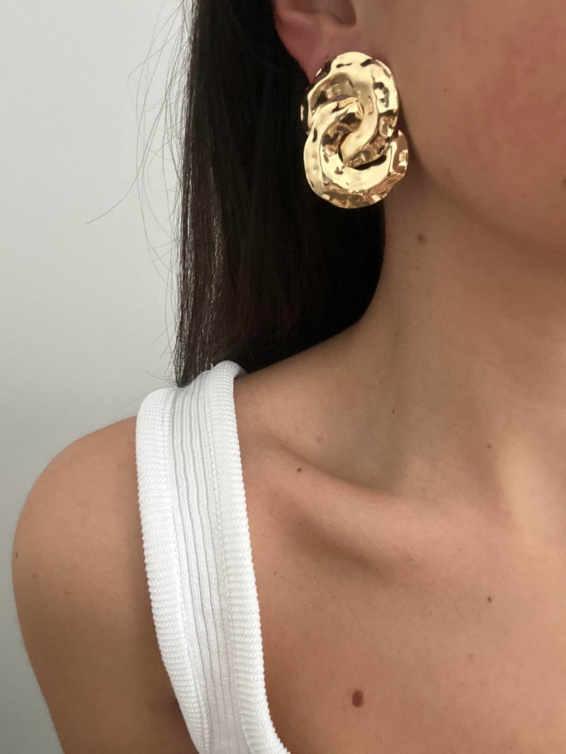 İç İçe Geçme Marka Model Gold Küpe 4cm
