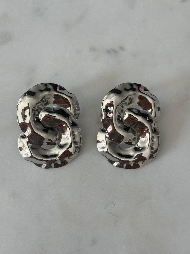 İç İçe Geçme Marka Model Silver Küpe 4cm