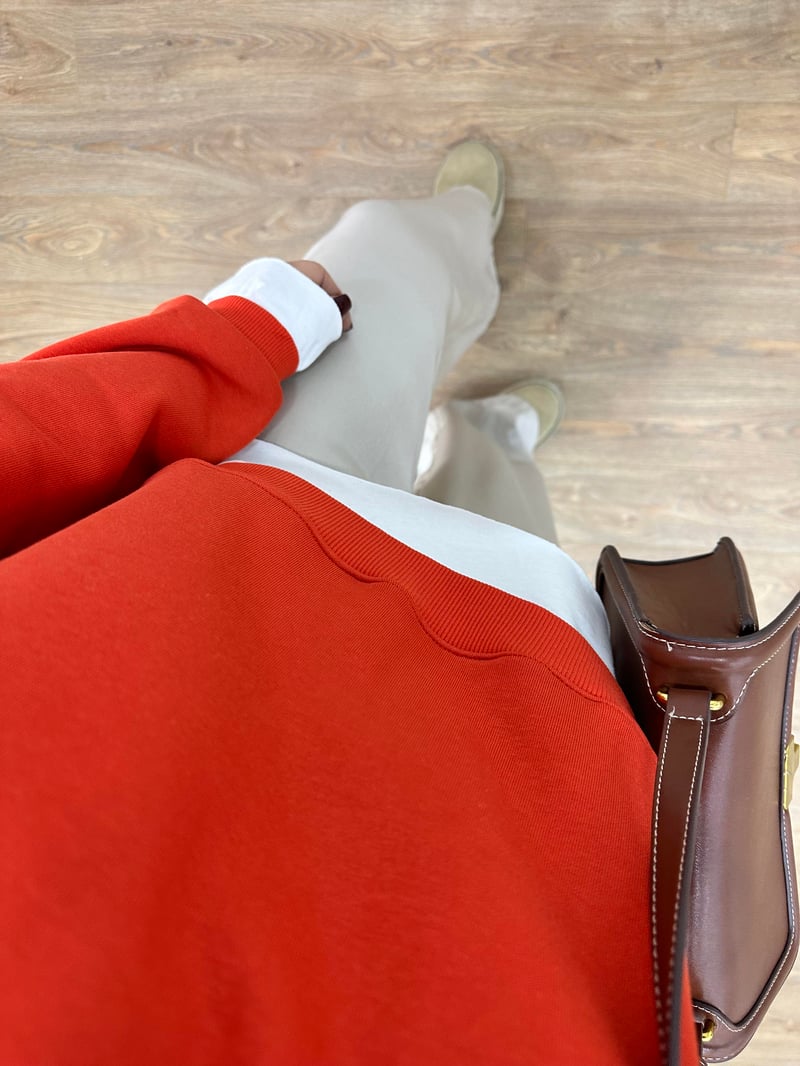 İçerisi İnce Şardonlu Basic Sweatshirt-Nar Çiçeği