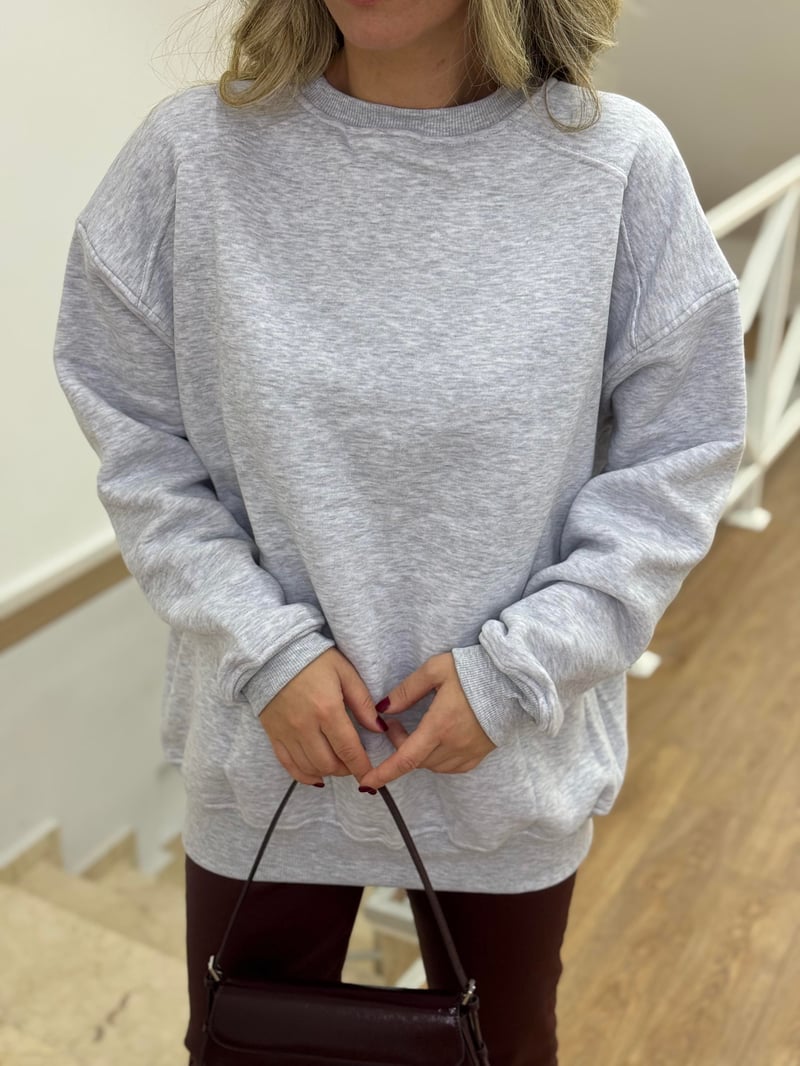 İçerisi Şardonlu Swaetshirt - Gri