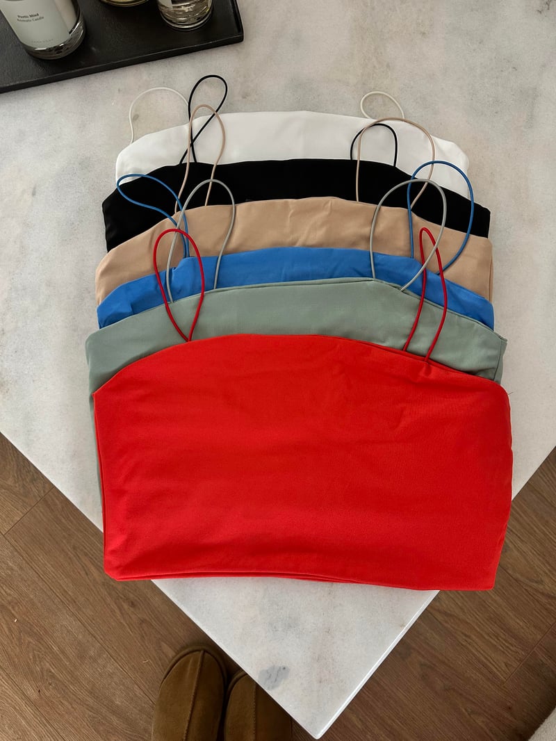 İp Askılı Çift Katlı Crop-Bej